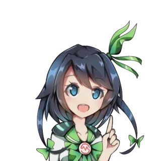 💡 anime, girl, cute, peace sign, green, cartoon, character whatsapp sticker