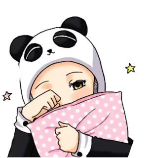 😴 Panda, Almohada, Adormilado, Lindo, Chica, Dibujos animados whatsapp sticker