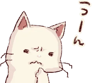🤔 うーん cat, sad, thinking, japanese, うーん telegram sticker
