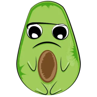 ☹️ avocat, mignon, dessin animé, fruit, triste, kawaii, emoji telegram sticker