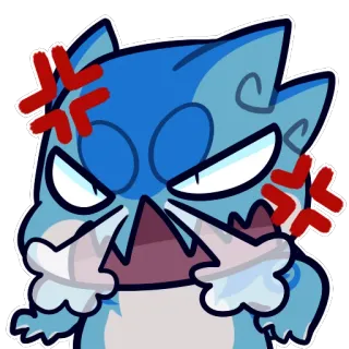 😡 wütend, Katze, Cartoon, blau, Emotionen, verärgert whatsapp sticker