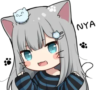 😏 NYA สาวหูแมว, อนิเมะ, การ์ตูน, น่ารัก, คาวาอิ, มังงะ, เหมียว telegram sticker