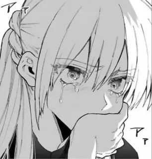 🤍 anime, manga, crying, sad, emotion, illustration, black and white telegram sticker