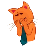 😭 кот, оранжевый, мультфильм, галстук, фейспалм telegram sticker