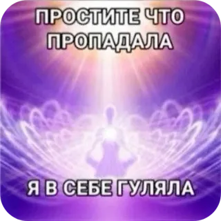 🖼 ПРОСТИТЕ ЧТО ПРОПАДАЛА
Я В СЕБЕ ГУЛЯЛА 영적인, 명상, 내면의 평화, 빛, 자기 성찰 telegram sticker