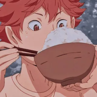 💫 Hinata Shoyo Haikyuu!! Anime, Haikyuu, Hinata, Reis, Essen, Essen, orange Haare, Cartoon telegram sticker