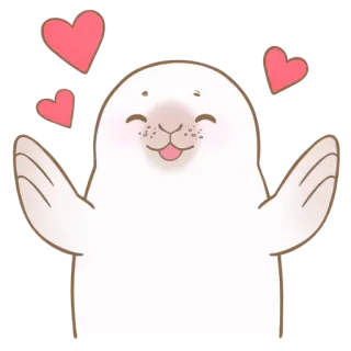 🥰 foca, animal, lindo, corazones, amor, dibujos animados telegram sticker