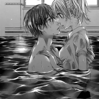 🍡 Anime, Manga, Pareja, Beso, Agua, Romance telegram sticker