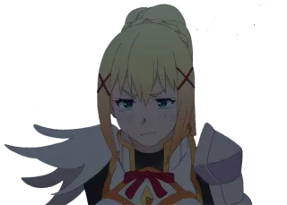 😞 Darkness Konosuba 动漫, 角色, 金发, 骑士, 盔甲, 为美好的世界献上祝福！, 工口 telegram sticker