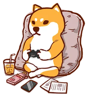 🎮 Hund, Gaming, Niedlich, Shiba Inu, Kawaii, Aufkleber, Cartoon whatsapp sticker