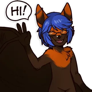 👋 HI! murciélago, furry, antro, dibujos animados, amigable, hola, saludo telegram sticker