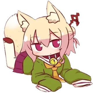 🤔 Anime, Fofo, Kawaii, Chibi, Raposa, Animal, Coleira whatsapp sticker