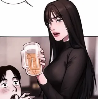 🗝 kobieta, piwo, napój, kreskówka, manga, postać, alkohol telegram sticker