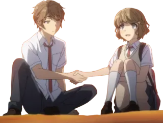 🤝 Anime, Paar, Schuluniform, Händedruck, Teenager telegram sticker