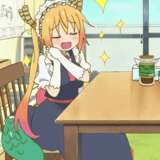 💈 Tohru Miss Kobayashi's Dragon Maid Dlonly Anime, Dragón, Maid, Lindo, Kawaii, Alegre, Feliz telegram sticker