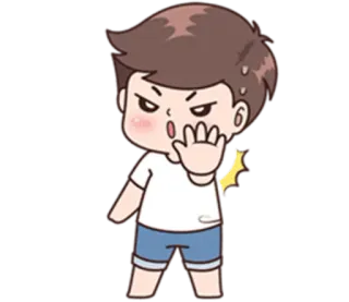 🖐 Dessin animé, Personnage, Garçon, Stop, Main, Geste telegram sticker
