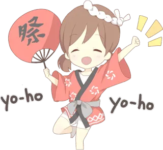 🙋‍♀️ yo-ho anime, cartoon, festival, cute, girl, kawaii telegram sticker