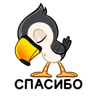 😌 СПАСИБО obrigado, russo, pássaro, desenho animado, animal, saudação telegram sticker