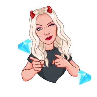 👆 kreskówka, diabeł, blondynka, diament, mrugnięcie, rogi telegram sticker