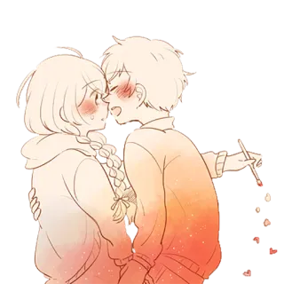 🎨 coppia, amore, carino, arte, cartone animato, romantico telegram sticker