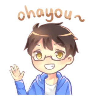 😀 ahoyou boy, wave, cartoon, greeting, sticker, friendly telegram sticker