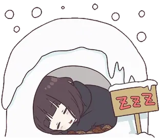 😴 ZZZ dormir, neve, iglu, zzz, desenho animado, inverno, soneca, sonolento telegram sticker