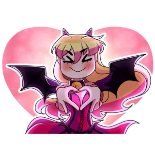 ❤️ สไตล์อนิเมะ, ปีศาจ, ปีก, หัวใจ, สีชมพู telegram sticker