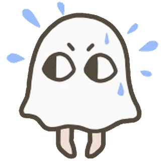 🫥 ghost, scared, cartoon, sweat, nervous, fear, cute whatsapp sticker
