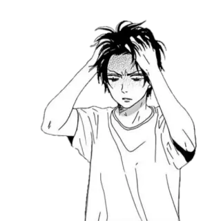 🪁 อนิเมะ, หงุดหงิด, อารมณ์เสีย, มังงะ, ขาวดำ, เด็กผู้ชาย telegram sticker
