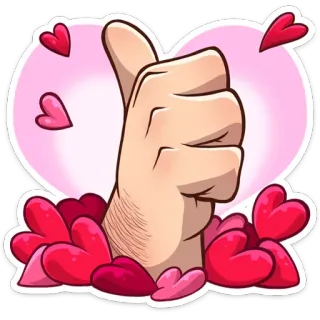 👍 pouce levé, approbation, j'aime, accord, coeurs, positif, geste de la main whatsapp sticker