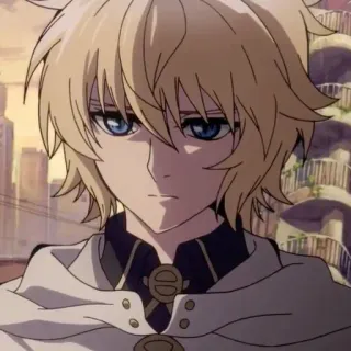 😐 Mikaela Hyakuya Owari no Seraph Anime, Mikaela Hyakuya, Owari no Seraph, Personagem telegram sticker