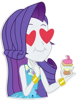 🧁 Rarity My Little Pony: Equestria Girls desenho animado, pônei, garota equestre, Rarity, amor, cupcake, corações telegram sticker