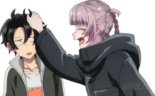 ✋ anime, interacción, amistad, divertido, dibujos animados whatsapp sticker