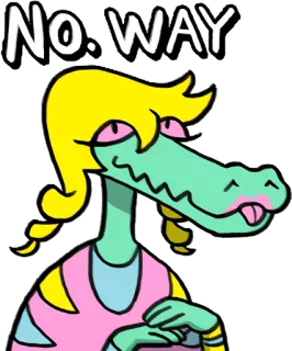 😱 NO. WAY dessin animé, alligator, lézard, reptile, expression telegram sticker