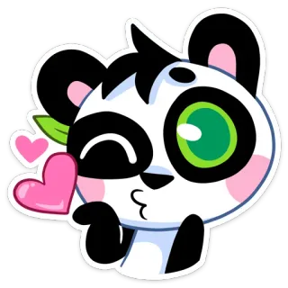 😘 Panda, Dessin animé, Mignon, Animal, Autocollant, Coeurs, Amour telegram sticker