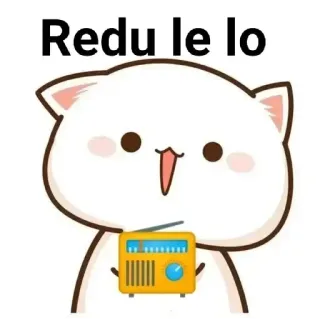 😋 Redu le lo gato, radio, dibujo animado, animal, lindo, gracioso, ilustración whatsapp sticker