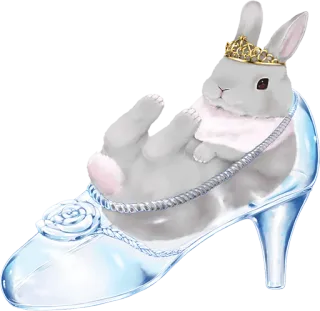 🐰 Hase, Kaninchen, Schuh, Prinzessin, Krone, Tier, süß, Glas Schuh whatsapp sticker