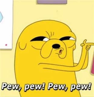 🙂 Jake the Dog Adventure Time Pew, pew! Pew, pew! whatsapp sticker