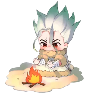 🔥 Ishigami Senku Dr. Stone 애니메이션, 캐릭터, 팬아트, 이시가미 센쿠, Dr. Stone, 만화 telegram sticker