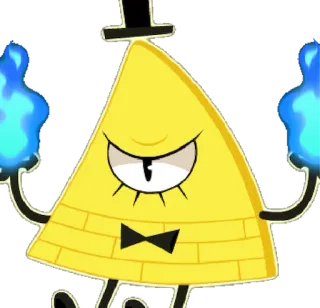 💀 Bill Cipher Gravity Falls Dessin animé, Jaune, Triangle, Borgne, Magie telegram sticker
