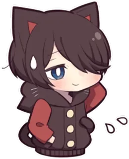 😅 anime, kawaii, cat ears, chibi, cute, cartoon, sticker telegram sticker