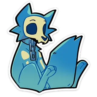 😐 furry, động vật, chó, đầu lâu, xanh dương telegram sticker