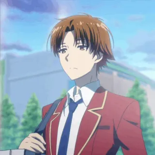 🎲 Anime, Uniforme escolar, Sério, Personagem masculino, Classroom of the Elite whatsapp sticker
