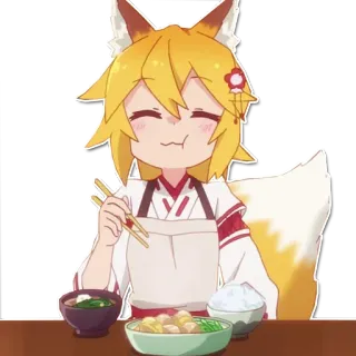 🍜 Senko Helpful Fox Senko-san Anime, Raposa, Comendo, Fofo, Kawaii, Senko-san telegram sticker