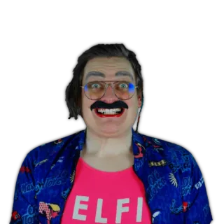 😂 ELFI elfo, commedia, maglietta, baffi, occhiali, uomo telegram sticker