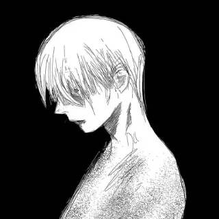 ☠️ Anime, Manga, Personaggio, Ritratto, Monocromatico whatsapp sticker
