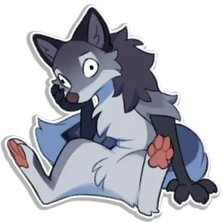 😶 wolf, cartoon, animal, sitting, furry telegram sticker