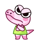 🙅‍♂️ crocodile, cartoon, cute, pink, animal, sticker telegram sticker