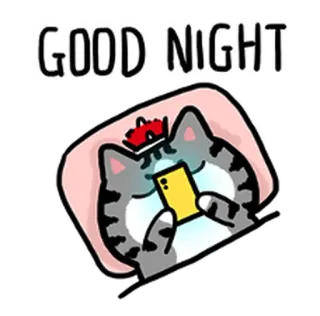🥱 GOOD NIGHT mèo, chúc ngủ ngon, ngủ, hoạt hình, dễ thương, động vật, thư giãn telegram sticker