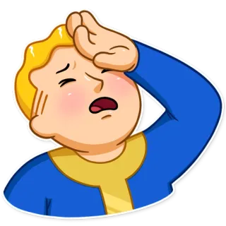 🤦‍♂️ Vault Boy Fallout video game, facepalm, silly, cartoon, character telegram sticker